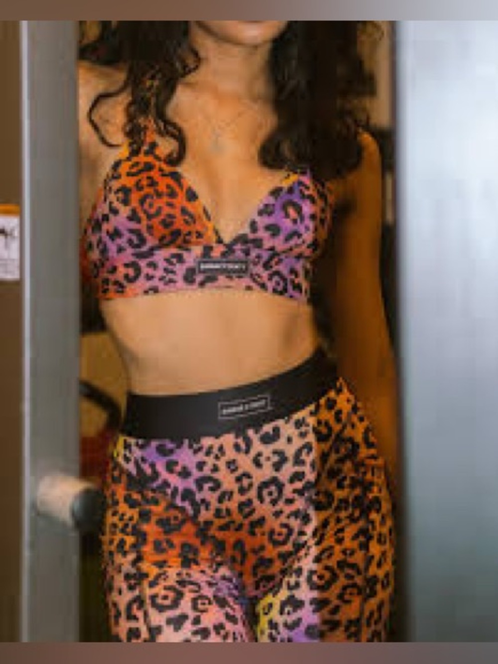 Savage X Fenty Spotlight Leopard Sports Bra & Matching Pants Set – Size M